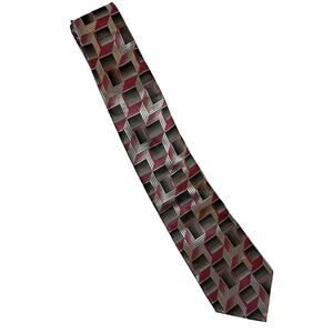 Versa Collezioni, Silk, Gray, Black & Magenta, Geometric Men’s Necktie